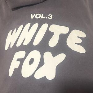 White Fox Boutique Gray Hoodie with White Print